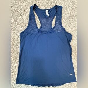 Marika Mesh Back, Strappy Workout Tank Top, Blue, Sz Large